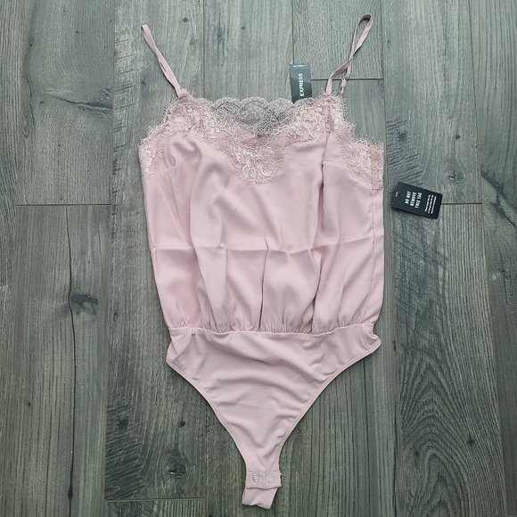Express Tops - Lace Cami Thong Bodysuit